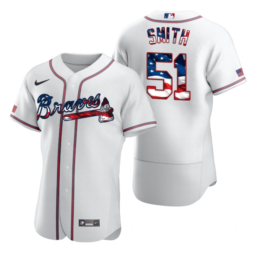 Atlanta Braves #51 Will Smith Men Nike White Fluttering USA Flag Limited Edition Authentic MLB Jersey